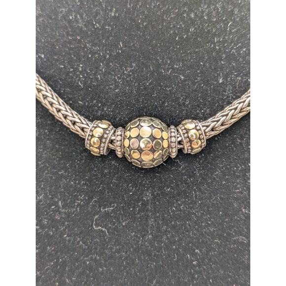 John Hardy Sterling Silver & 18kt. Gold Three Slide Dot Necklace 16" - Picture 2 of 8